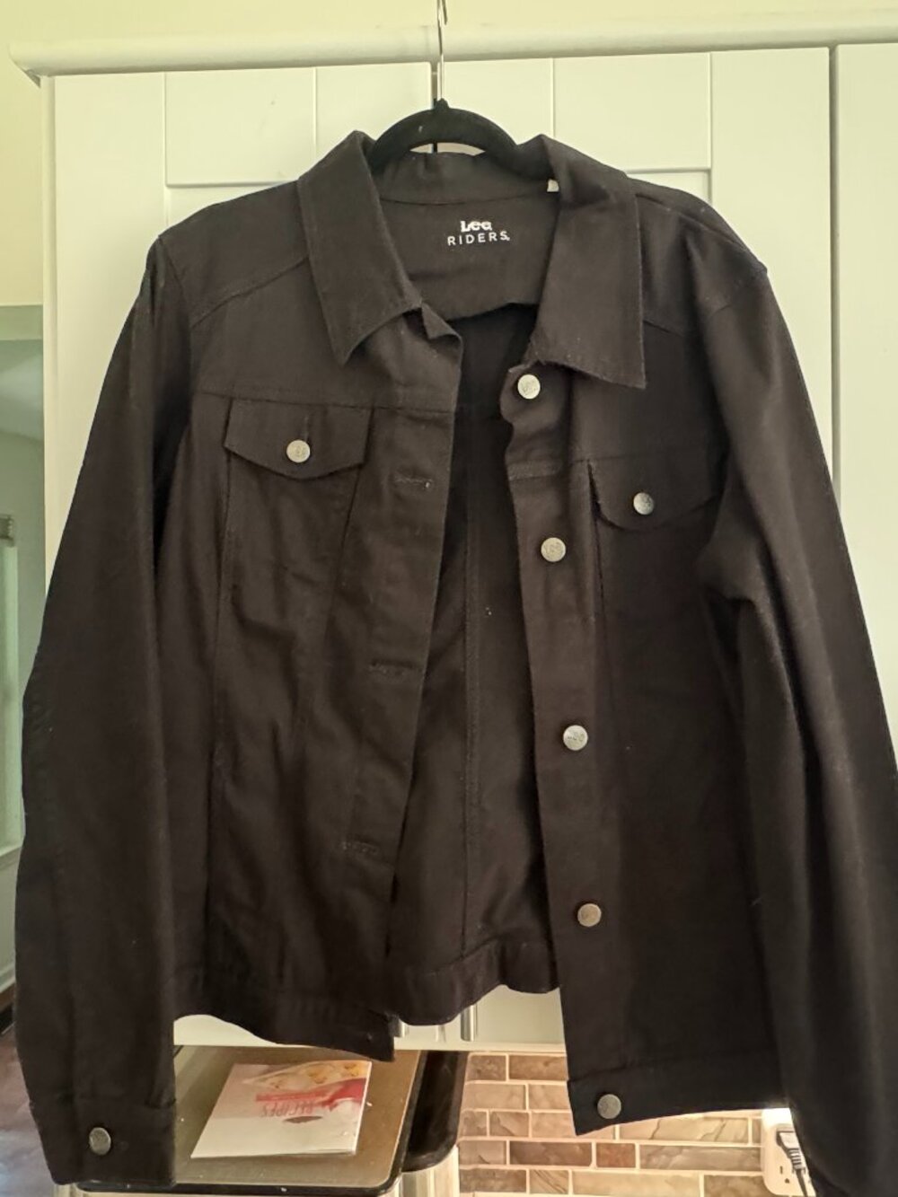 Women's Lee Black Denim Jacket Size XL